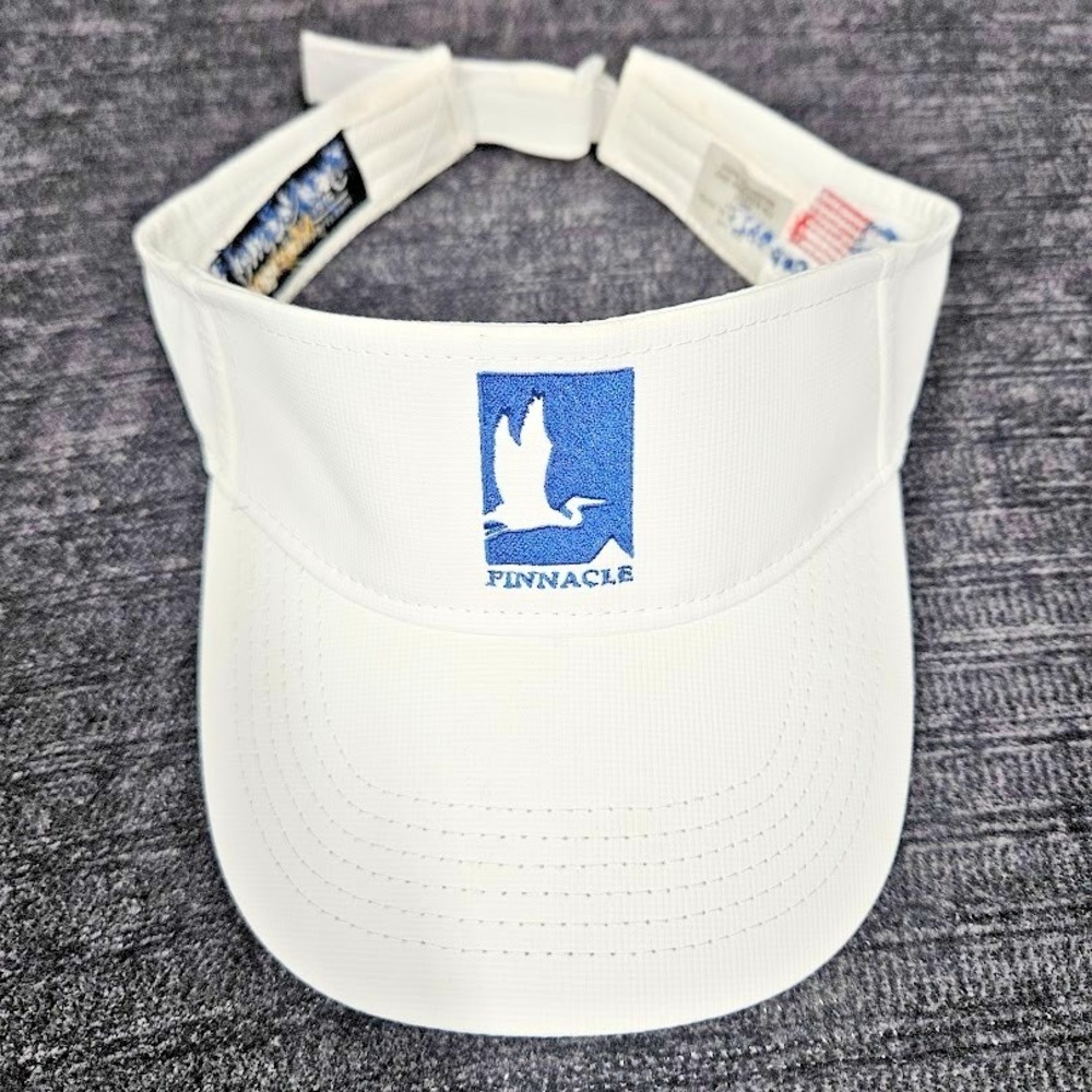 Vintage Pinnacle Golf Club Visor White Blue Heron Logo Ryder Cup 2023 Adjustable